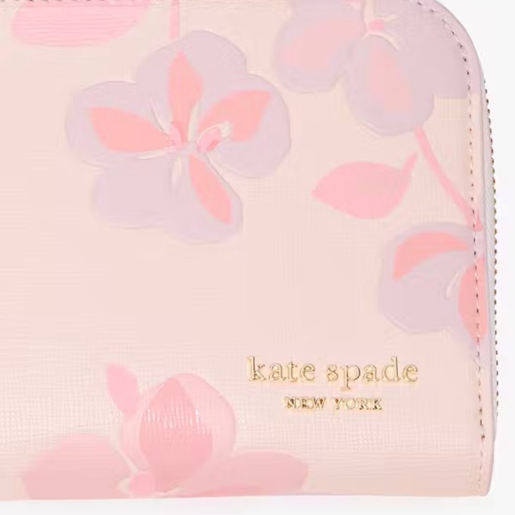 KATE SPADE Pink Devin Spring Pansies Zip-around Continental Wallet NWT - Picture 5 of 6
